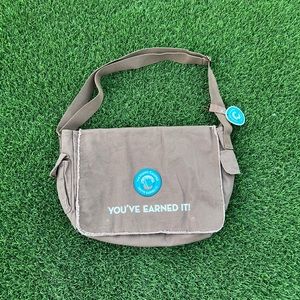 NWT Authentic Pigment 100% Cotton Raw-Edge Messenger‎ Java “You’ve Earned It”